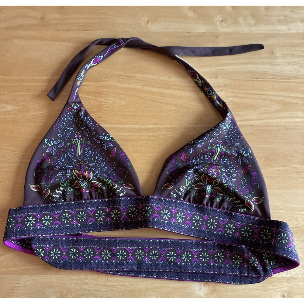Victoria's Secret Brown Paisley Bikini Top Size M Boho Hippie Festival